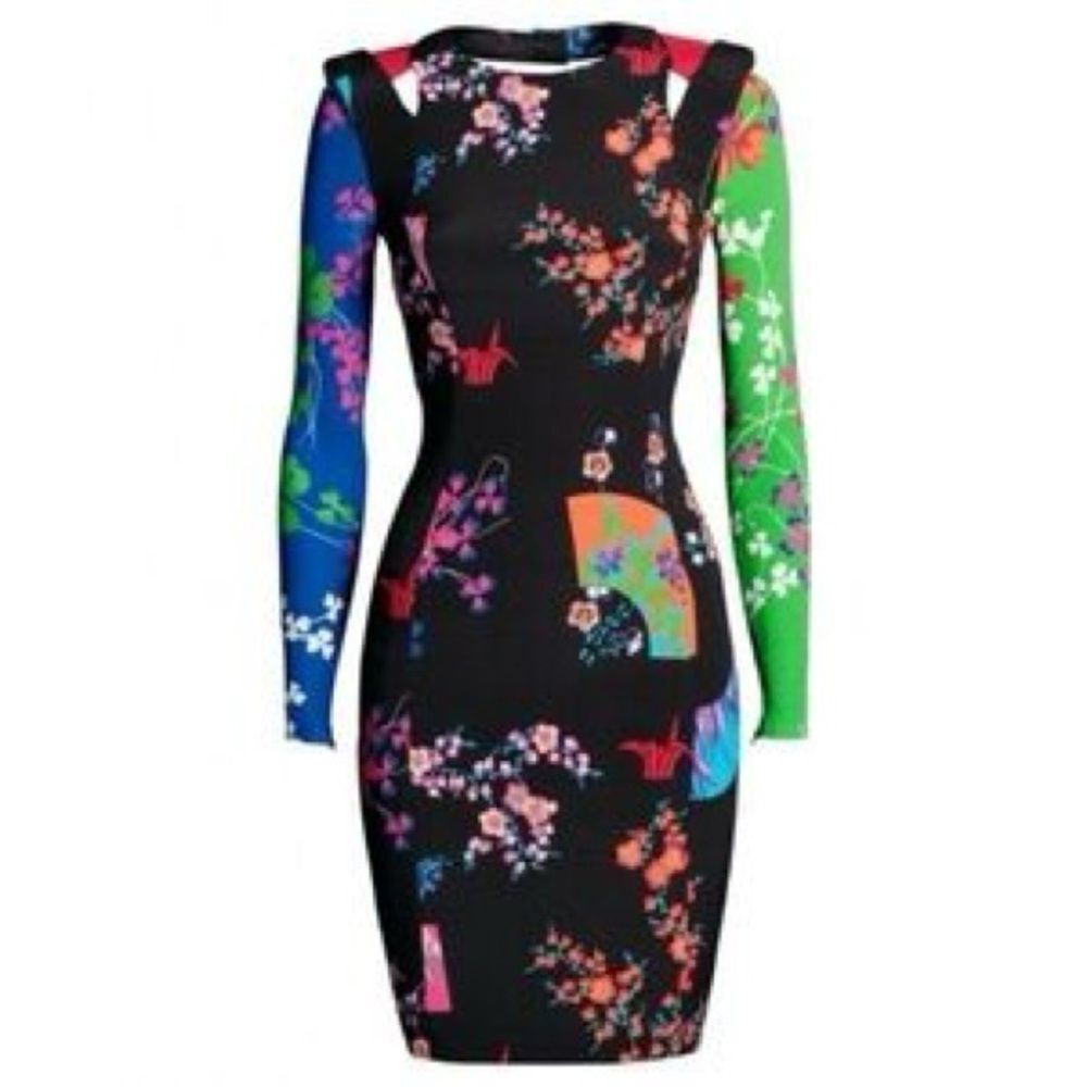 VERSACE for H&M•2011 collection cherry blossom color block dress